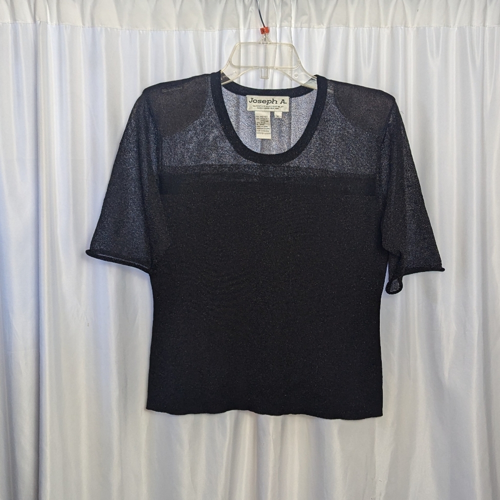 Vintage 1970s Joseph A Sheer Silk Blend Sparkly Top XL